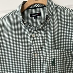 johnnie-O Green and White Checkered Casual Button Down Shirt